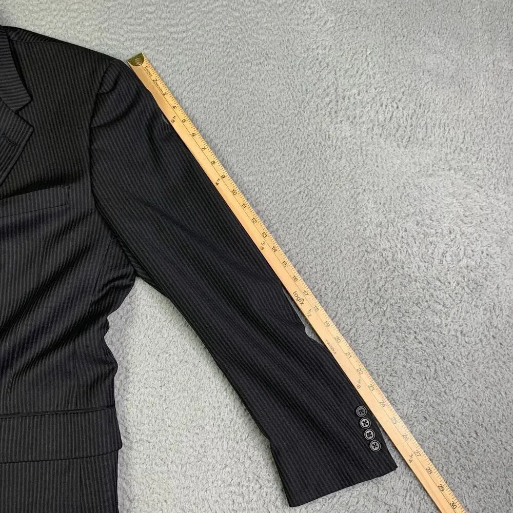 Daniel Cremieux Loro Piana Suit Jacket 42L Black Striped Mens